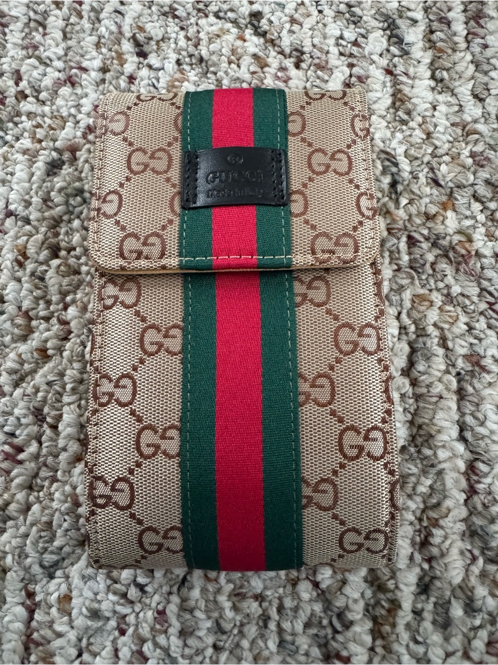 Classic Monogram Phone Holster with Signature Red and Green Web